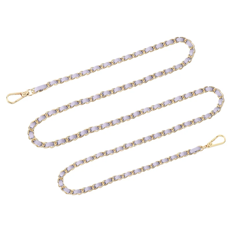 Purse Strap, 55" Leather for Shoulder and Cross Body Strap (Purple, Gold)