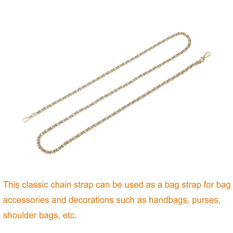 Purse Strap, 55" Leather for Shoulder and Cross Body Strap (Gold, Gold)
