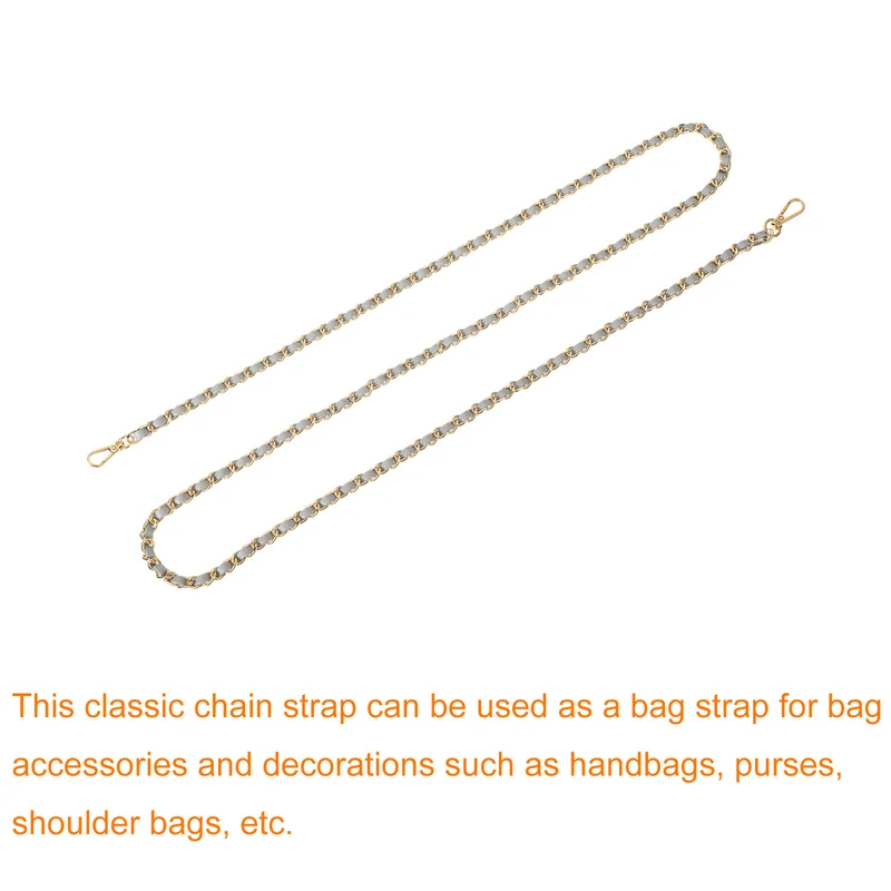 Purse Strap, 55" Leather for Shoulder and Cross Body Strap (Gray, Gold)