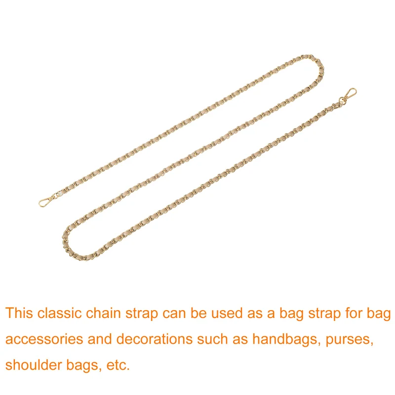 Purse Strap, 55" Leather for Shoulder and Cross Body Strap (Khaki, Gold)