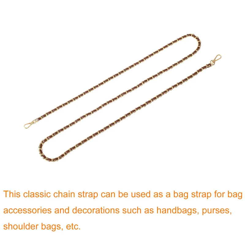 Purse Strap, 55" Leather for Shoulder and Cross Body Strap (Dark Brown, Gold)