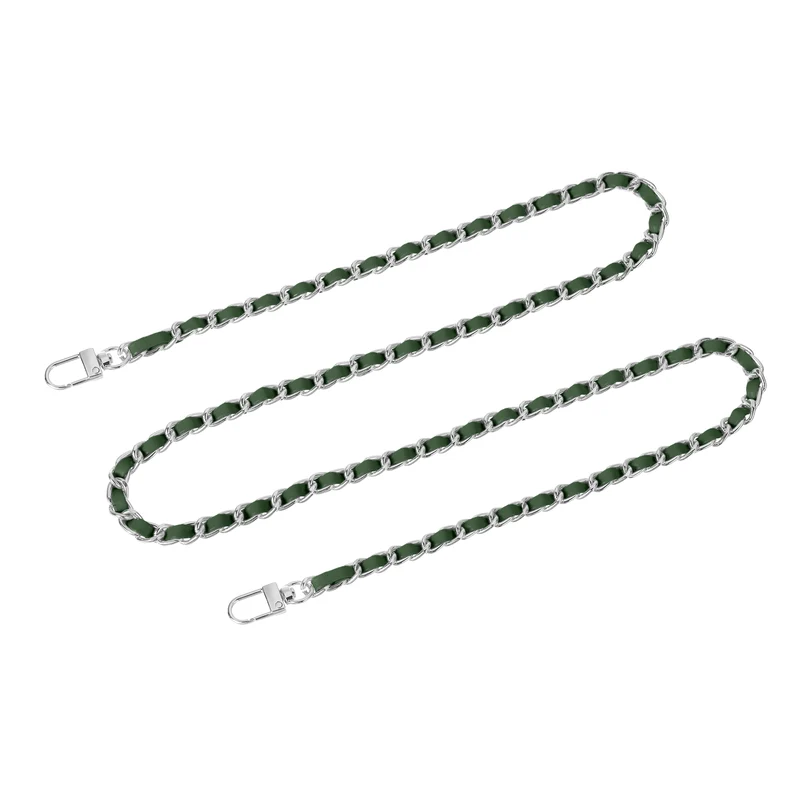 47" Purse Chain Strap with Buckles for Shoulder and Cross Body (Green + Silver)