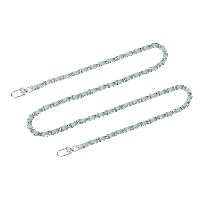 47" Purse Chain Strap with Buckles for Shoulder, Cross Body(Light Green, Silver)
