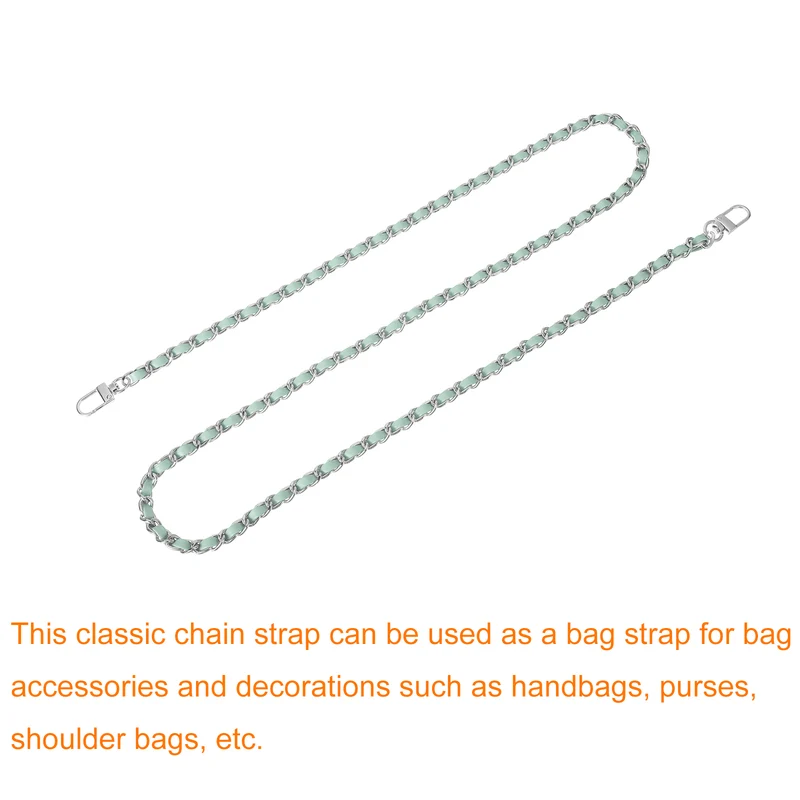 47" Purse Chain Strap with Buckles for Shoulder, Cross Body(Light Green, Silver)