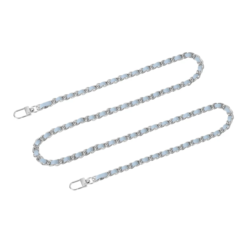 47" Purse Chain Strap with Buckles for Shoulder, Cross Body (Sky Blue + Silver)