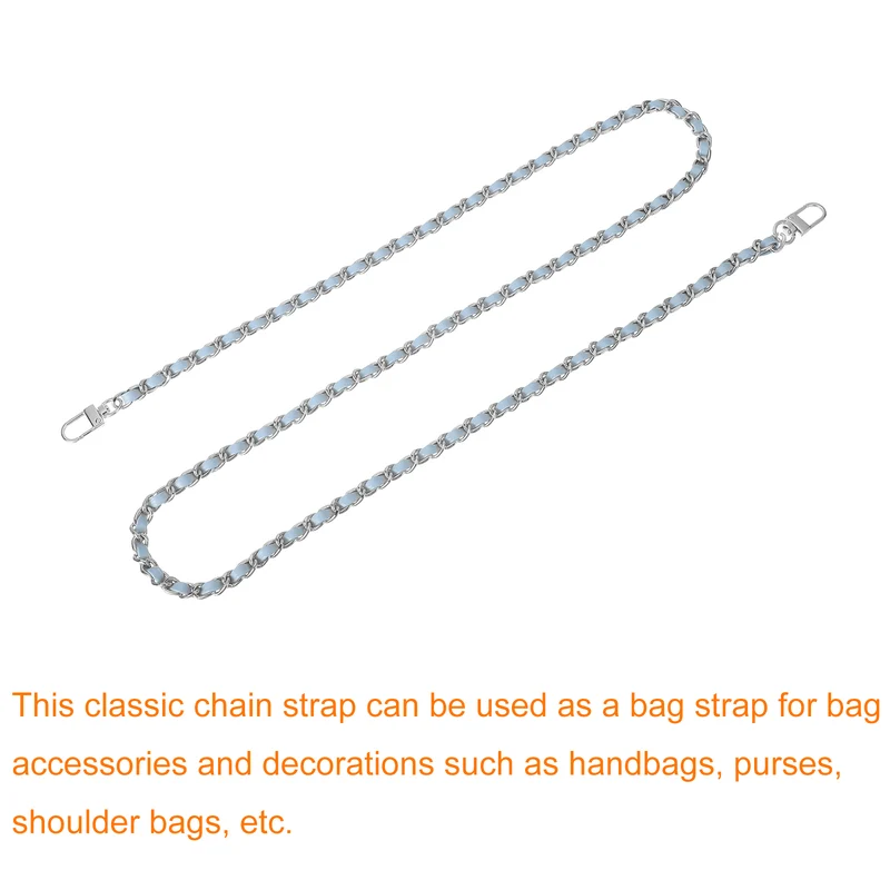 47" Purse Chain Strap with Buckles for Shoulder, Cross Body (Sky Blue + Silver)