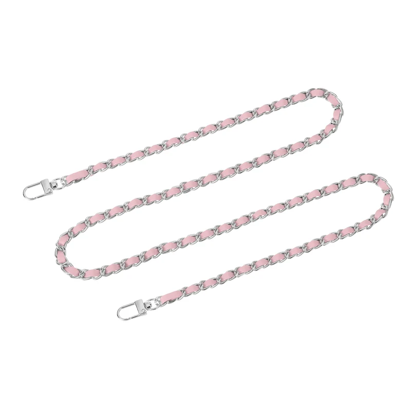 47" Purse Chain Strap with Buckles for Shoulder and Cross Body Pink Silver