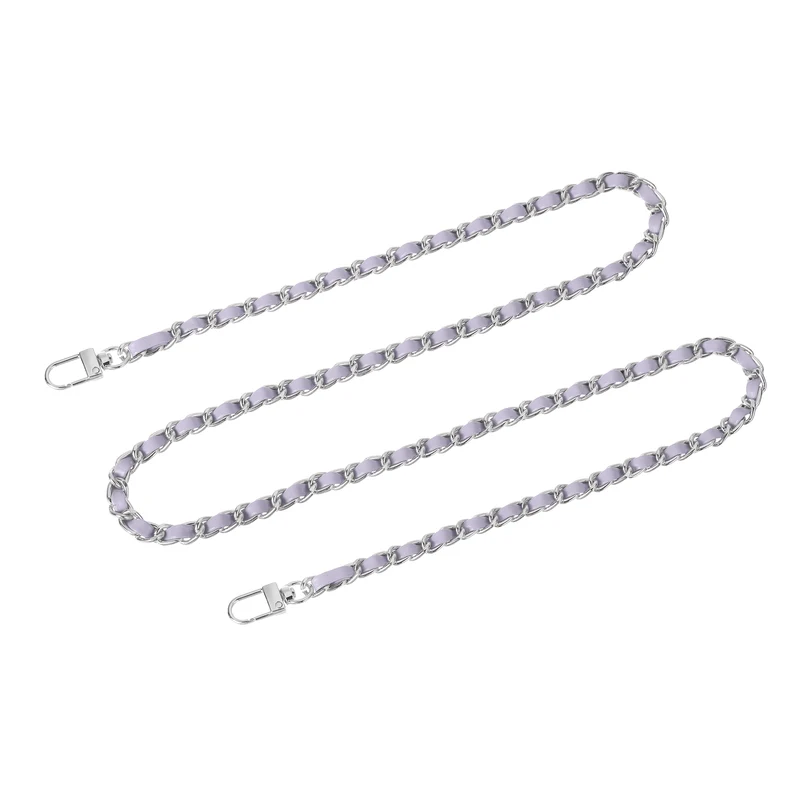47" Purse Chain Strap with Buckles for Shoulder and Cross Body (Purple + Silver)