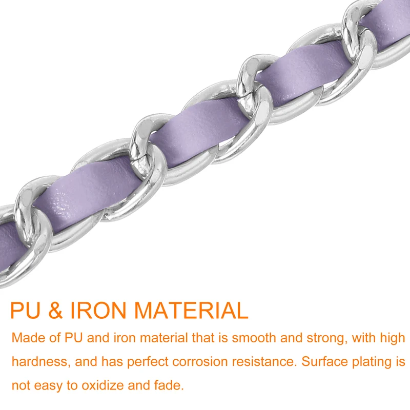 47" Purse Chain Strap with Buckles for Shoulder and Cross Body (Purple + Silver)
