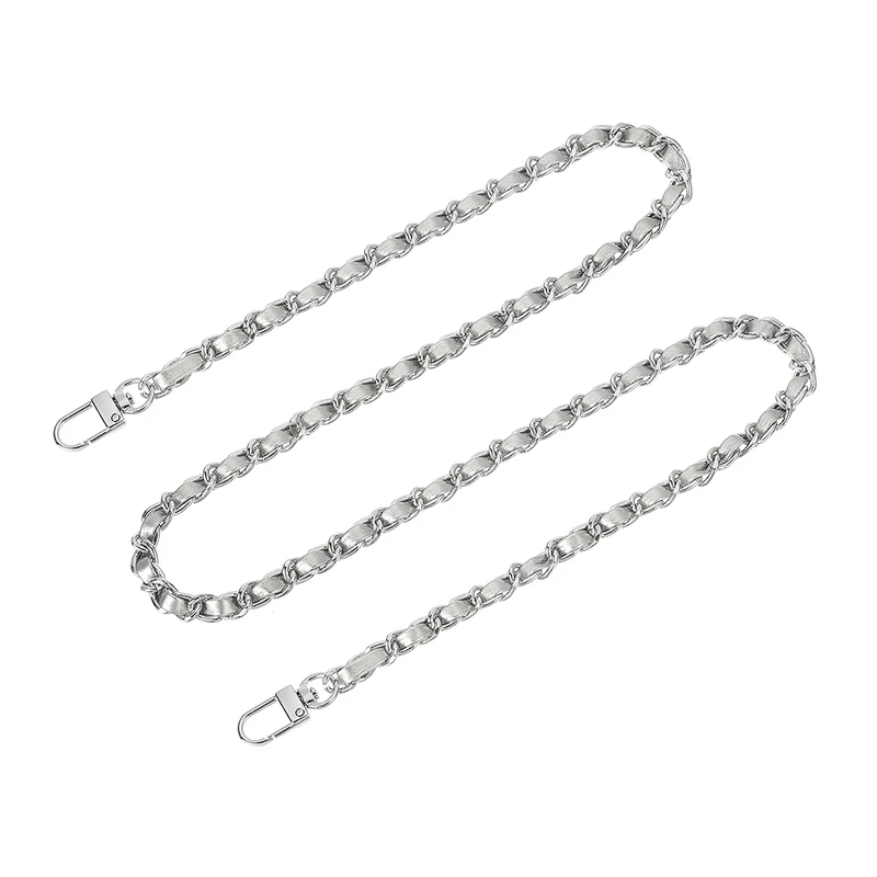 47" Purse Chain Strap with Buckles for Shoulder and Cross Body (Silver + Silver)