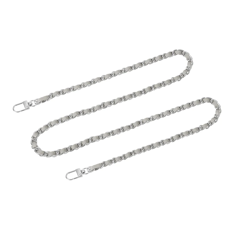 47" Purse Chain Strap with Buckles for Shoulder and Cross Body (Gray + Silver)