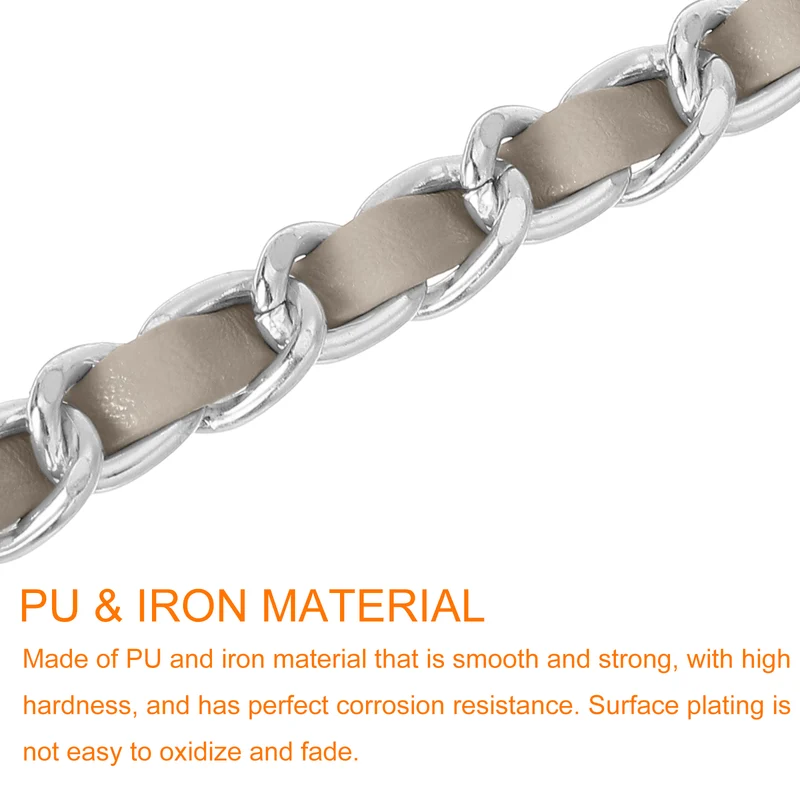 47" Purse Chain Strap with Buckles for Shoulder and Cross Body (Khaki + Silver)
