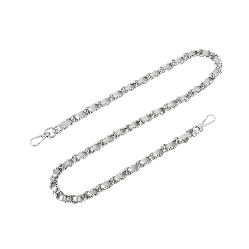 Purse Strap, 24" Leather for Shoulder Strap (Silver, Silver)