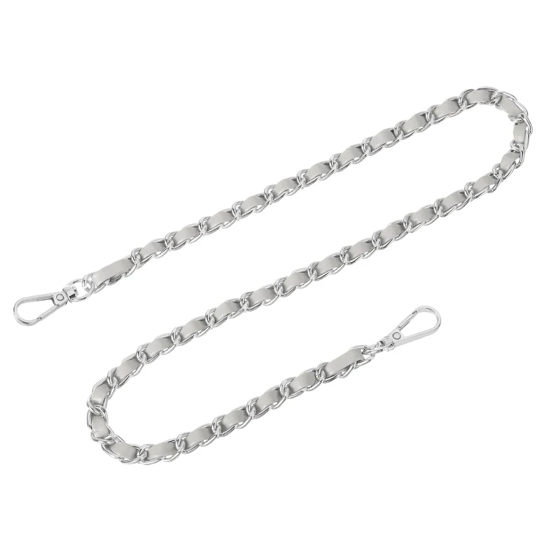 Purse Strap, 24" Leather for Shoulder Strap (Gray, Silver)
