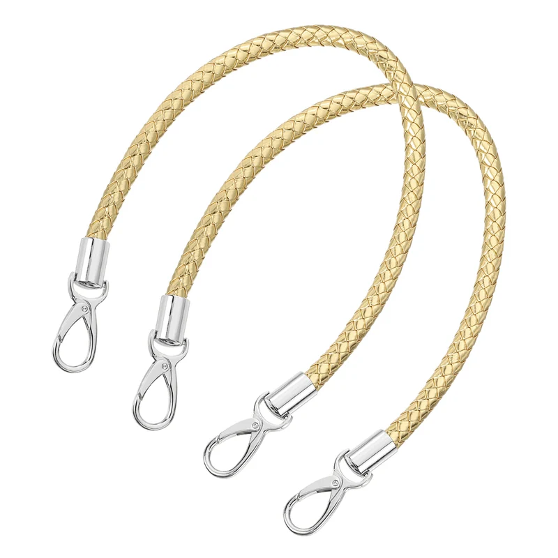 2Pcs 50cm Short Leather PU Braided Purse Replacement (Gold, Silver)