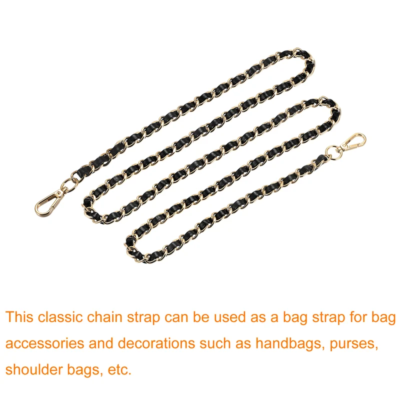 Purse Chain Strap, 55" Purse Strap Shoulder Bag Replacement Strap, Black+Gold