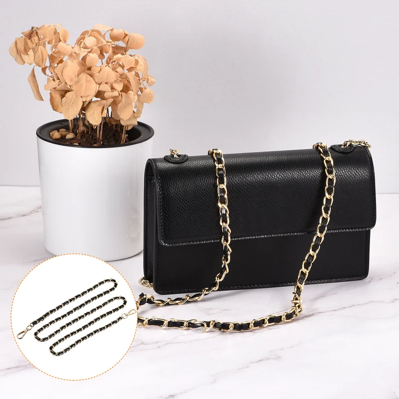 Purse Chain Strap, 55" Purse Strap Shoulder Bag Replacement Strap, Black+Gold