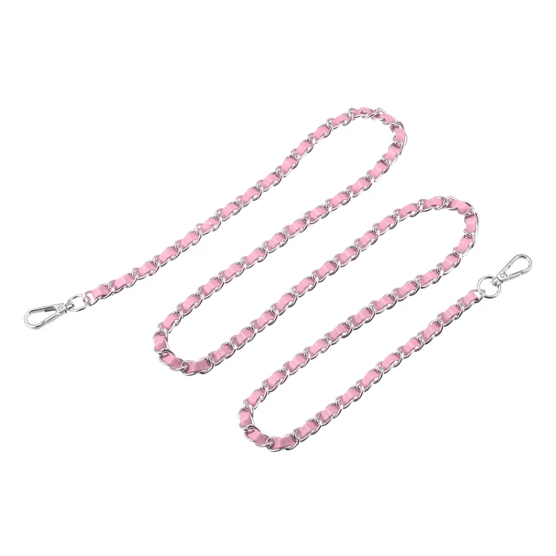 Purse Chain Strap, 55" Purse Strap Shoulder Bag Replacement Strap, Pink+Silver