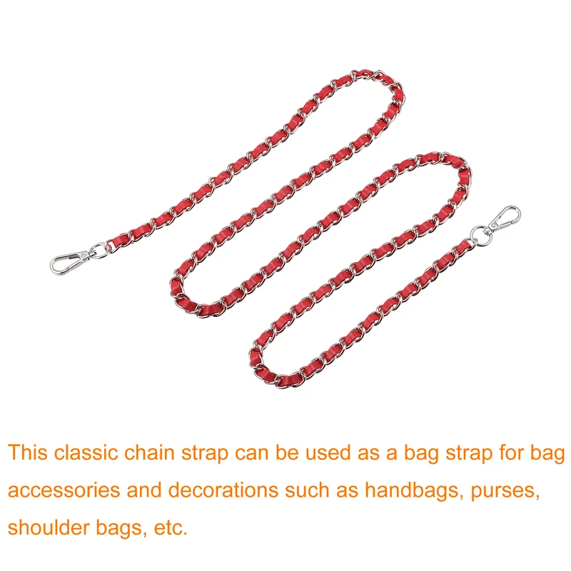 Purse Chain Strap, 55" Purse Strap Shoulder Bag Replacement Strap, Red+Silver