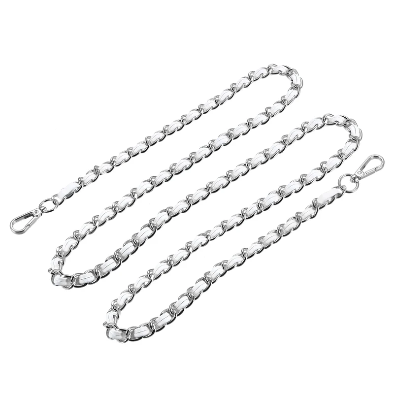 Purse Chain Strap, 55" Purse Strap Shoulder Bag Replacement Strap, White+Silver