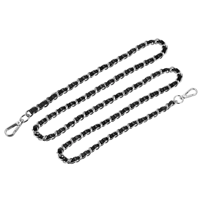 Purse Chain Strap 55" Purse Strap Shoulder Bag Replacement Strap Black Silver