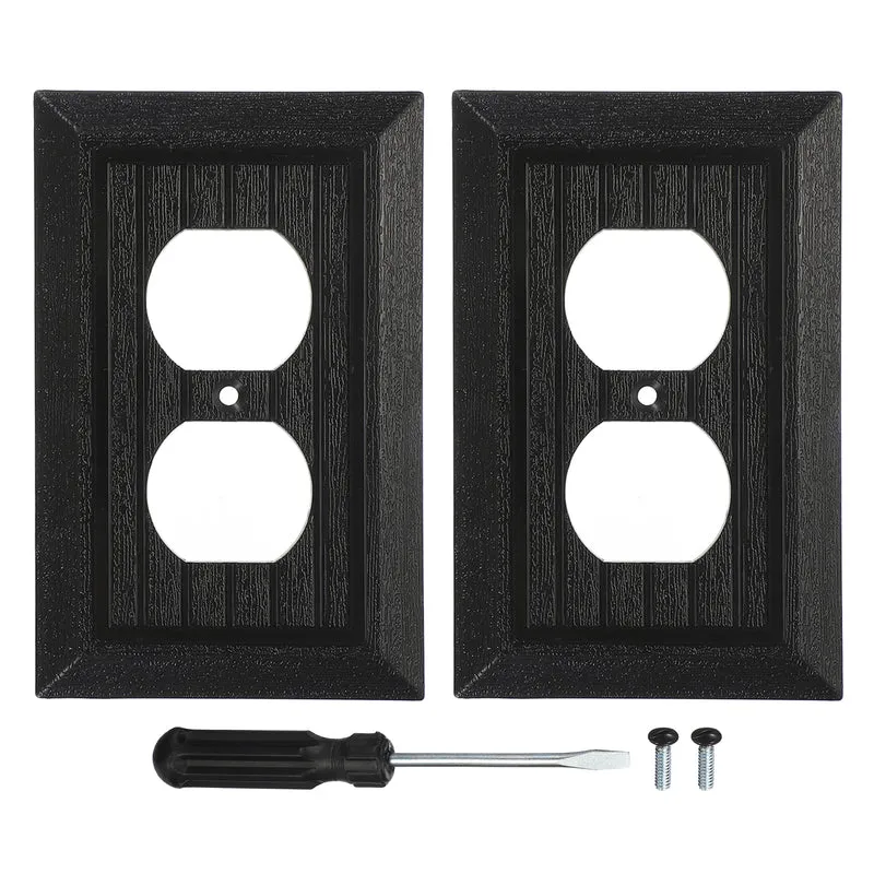 2PCS Duplex Outlet Wall Plates 1-Gang Switch, Black, 4.8x3.1"