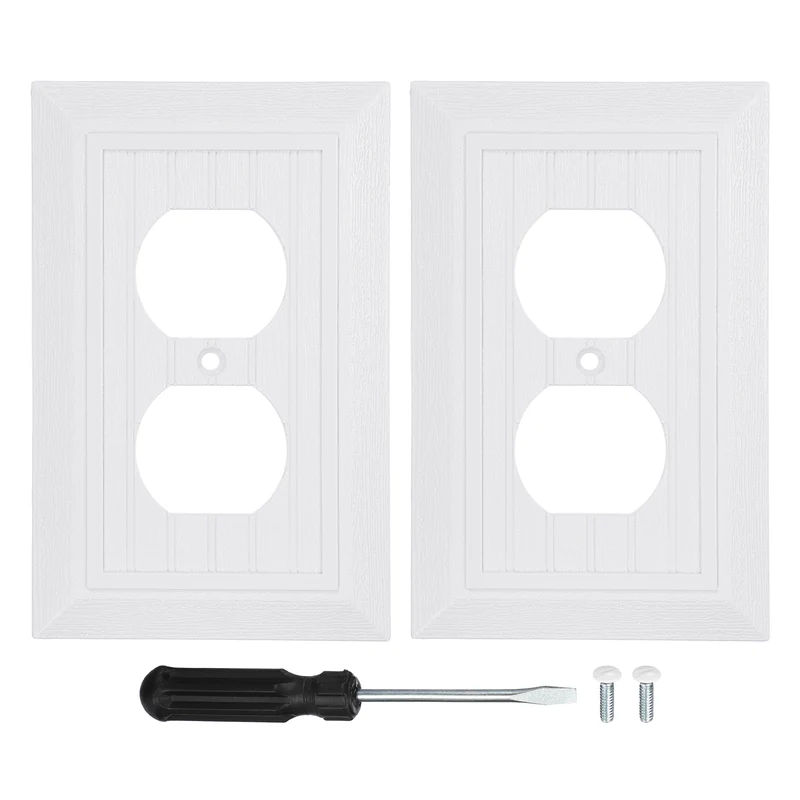 2PCS Duplex Outlet Wall Plates 1-Gang Switch, White, 4.8x3.1"
