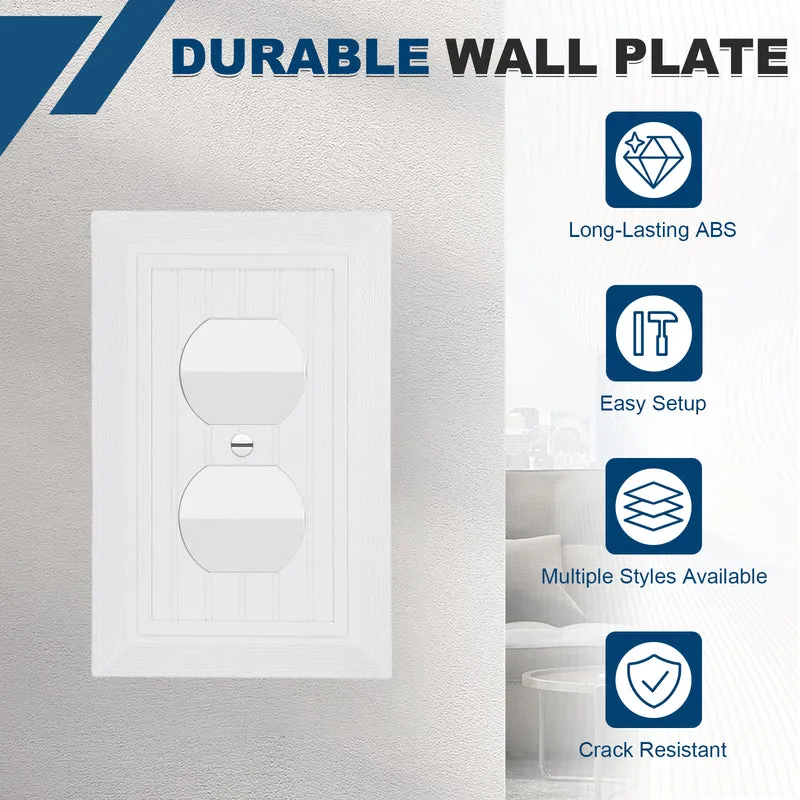 2PCS Duplex Outlet Wall Plates 1-Gang Switch, White, 4.8x3.1"