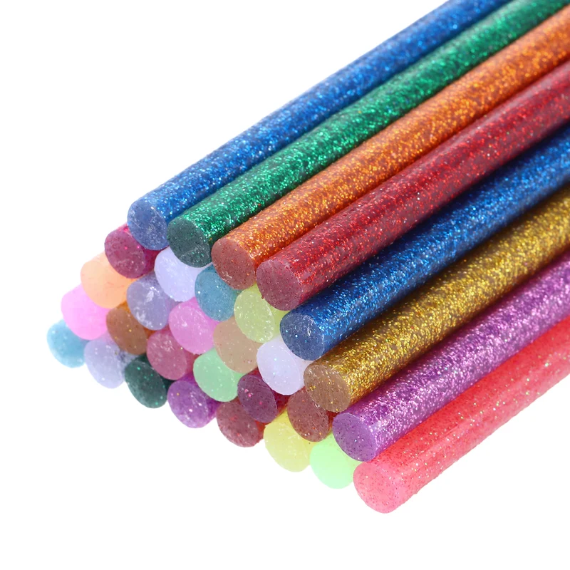 30pcs Mini Hot Glue Gun Sticks 4"x0.28" for Glue Gun, Glitter 15 Colors