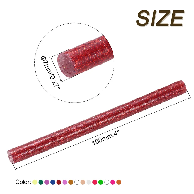 30pcs Mini Hot Glue Gun Sticks 4"x0.28" for Glue Gun, Glitter 15 Colors