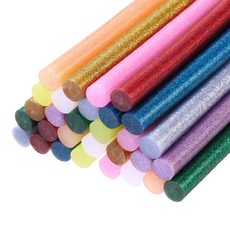 30pcs Mini Hot Glue Gun Sticks 8"x0.43" for Glue Gun, Glitter 10 Colors