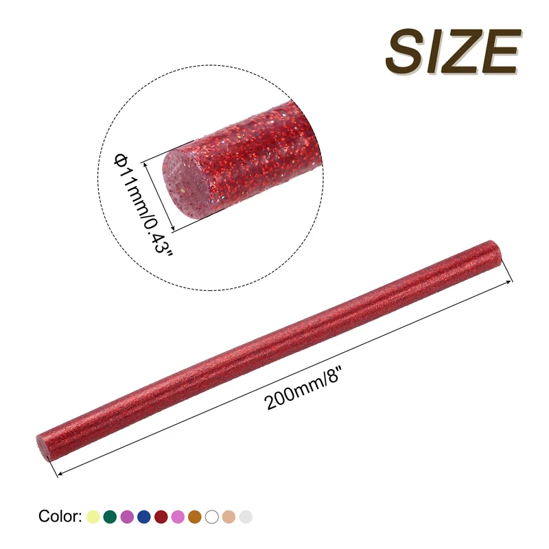 30pcs Mini Hot Glue Gun Sticks 8"x0.43" for Glue Gun, Glitter 10 Colors