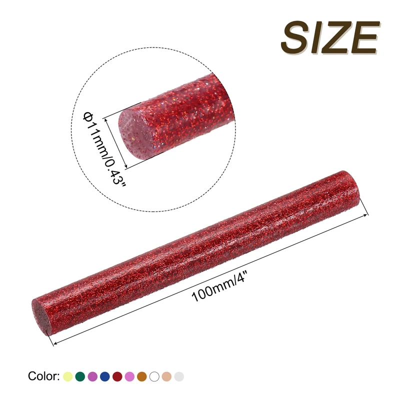30pcs Mini Hot Glue Gun Sticks 4"x0.43" for Glue Gun, Glitter 10 Colors