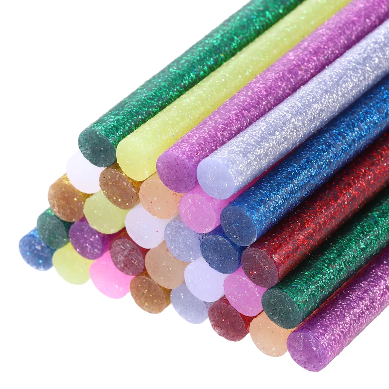 30pcs Mini Hot Glue Gun Sticks 4"x0.28" for Glue Gun, Glitter 10 Colors