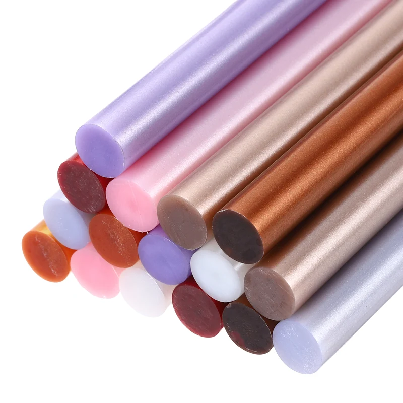 16pcs Mini Hot Glue Gun Sticks 4"x0.43" for Glue Gun, Metallic 8 Colors