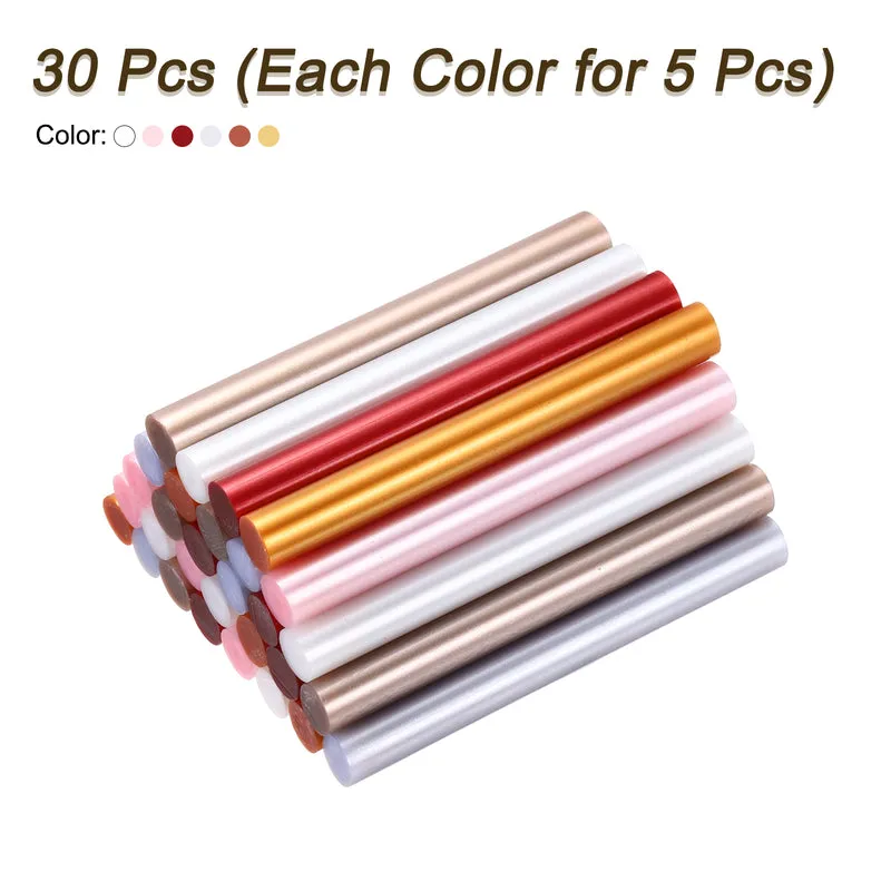 30pcs Mini Hot Glue Gun Sticks 0.43"x4" for Glue Gun, Metallic 6 Colors