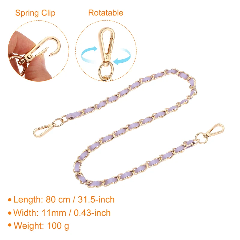 32" Purse Strap with Buckle for Shoulder and Cross Body(Purple+Gold)