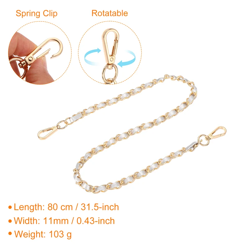 32" Purse Strap with Buckle for Shoulder and Cross Body(Silver+Gold)