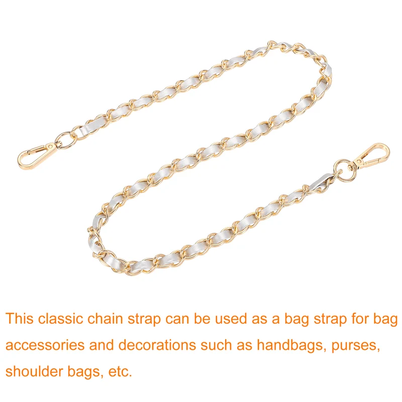 32" Purse Strap with Buckle for Shoulder and Cross Body(Silver+Gold)