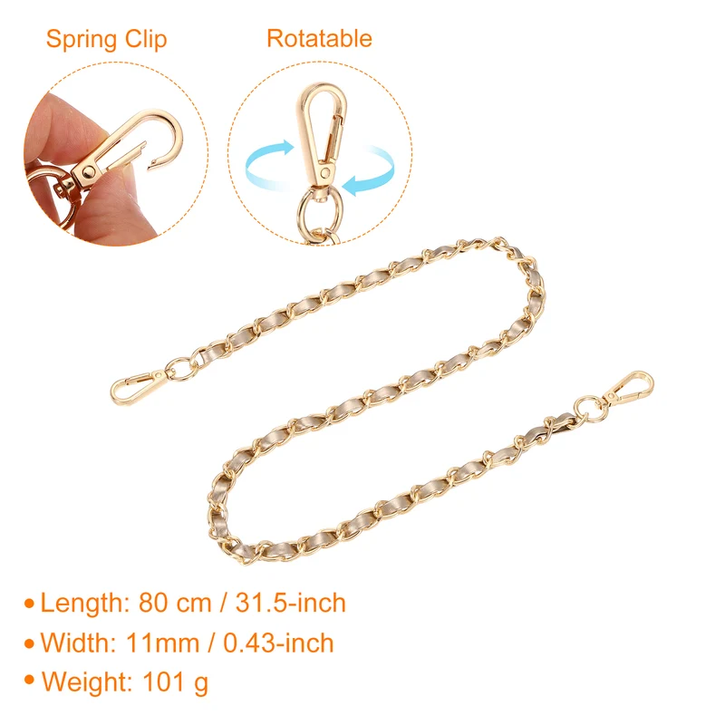 32" Purse Strap with Buckle for Shoulder and Cross Body(Gold+Gold)