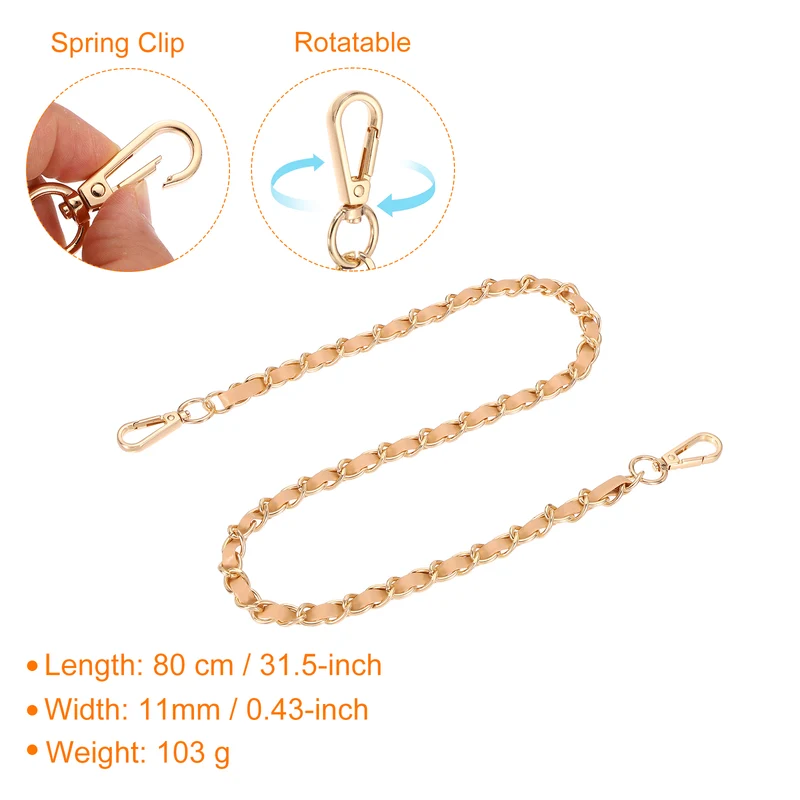32" Purse Strap with Buckle for Shoulder and Cross Body(Khaki+Gold)