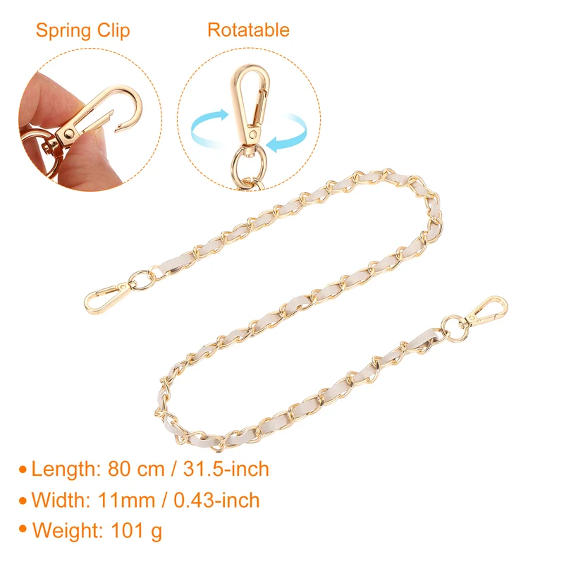 32" Purse Strap with Buckle for Shoulder and Cross Body(Beige+Gold)