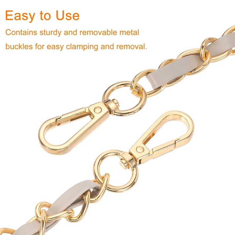 32" Purse Strap with Buckle for Shoulder and Cross Body(Beige+Gold)