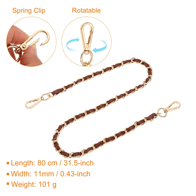32" Purse Strap with Buckle for Shoulder and Cross Body(Dark Brown Gold)