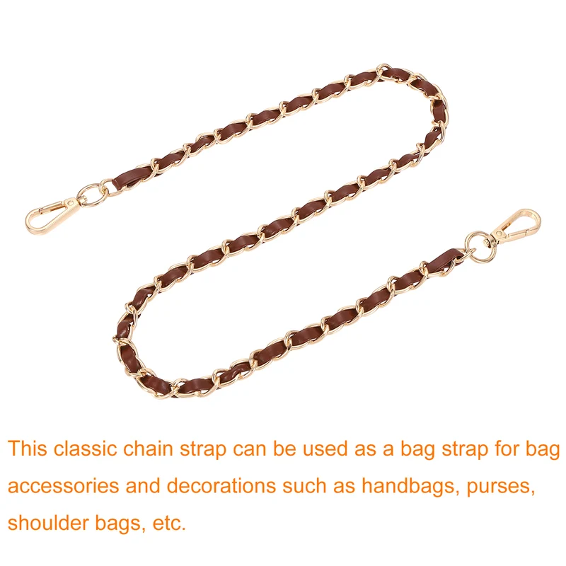 32" Purse Strap with Buckle for Shoulder and Cross Body(Dark Brown Gold)