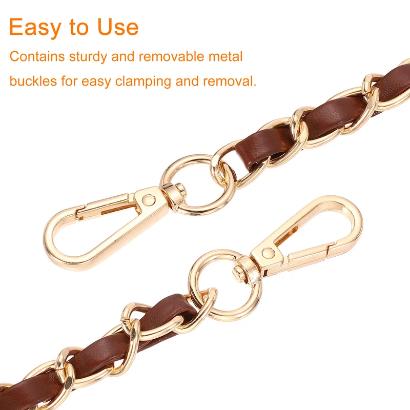 32" Purse Strap with Buckle for Shoulder and Cross Body(Dark Brown Gold)