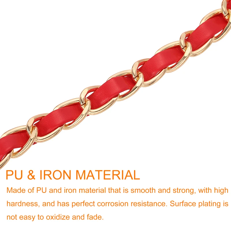 32" Purse Strap with Buckle for Shoulder and Cross Body(Red+Gold)