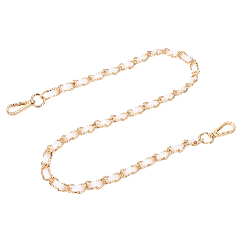 32" Purse Strap with Buckle for Shoulder and Cross Body(White+Gold)