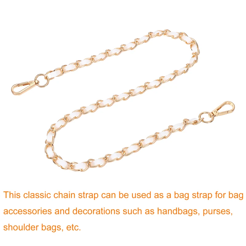 32" Purse Strap with Buckle for Shoulder and Cross Body(White+Gold)