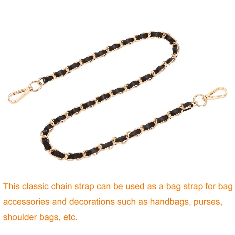 32" Purse Strap with Buckle for Shoulder and Cross Body(Black+Gold)